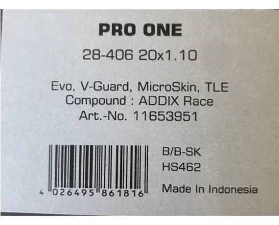 Schwalbe PRO-ONE, tubeless tire (406c x 28)